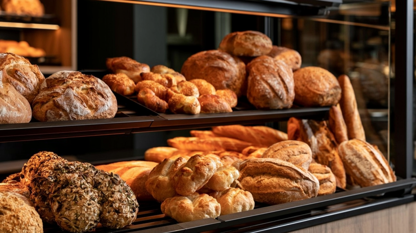 Frische Brote und Brötchen an der Brottheke